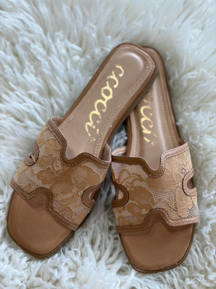 The Sadie Lace Mesh Slip On Sandle