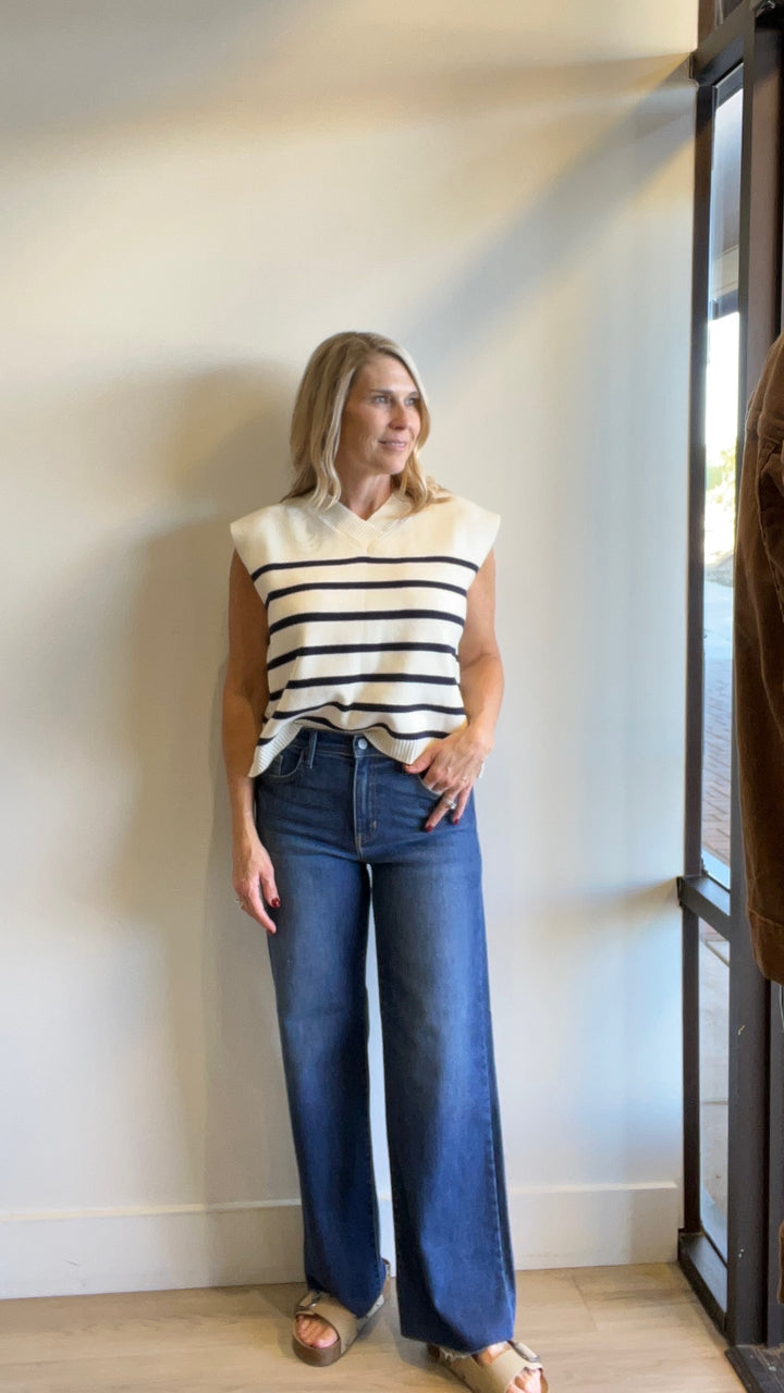 Dana Stripe Sweater Vest Top