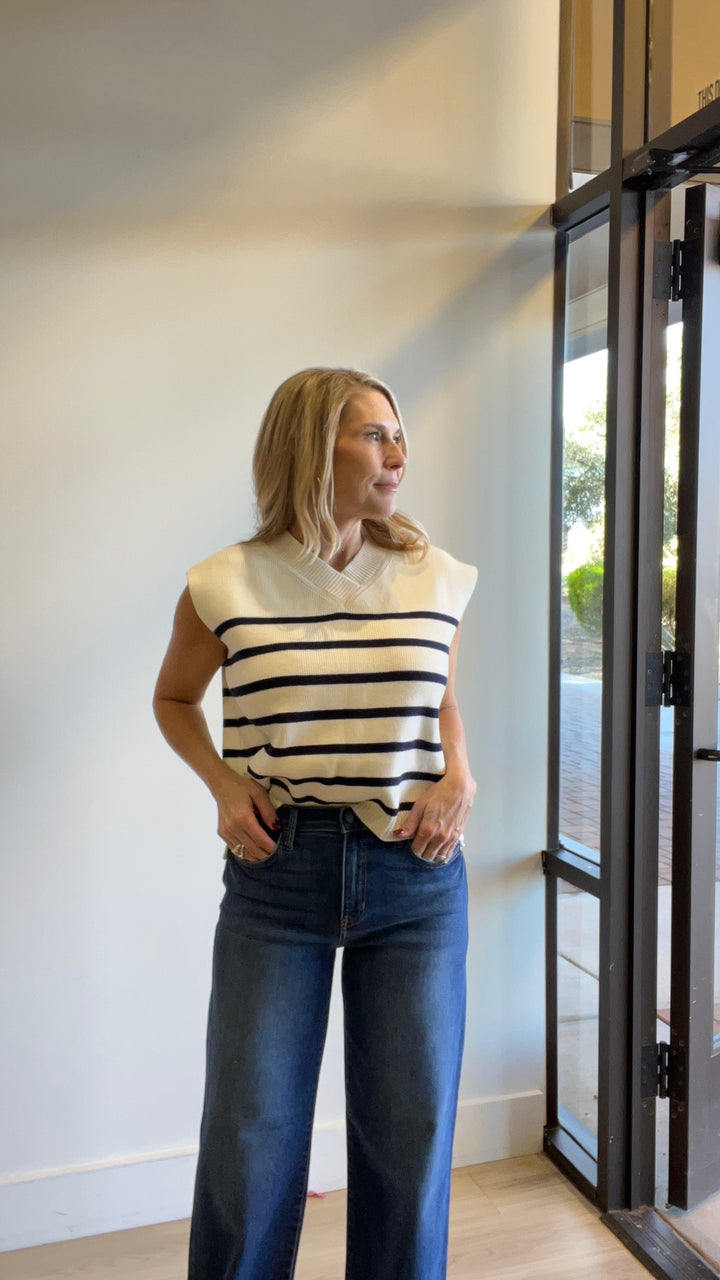 Dana Stripe Sweater Vest Top