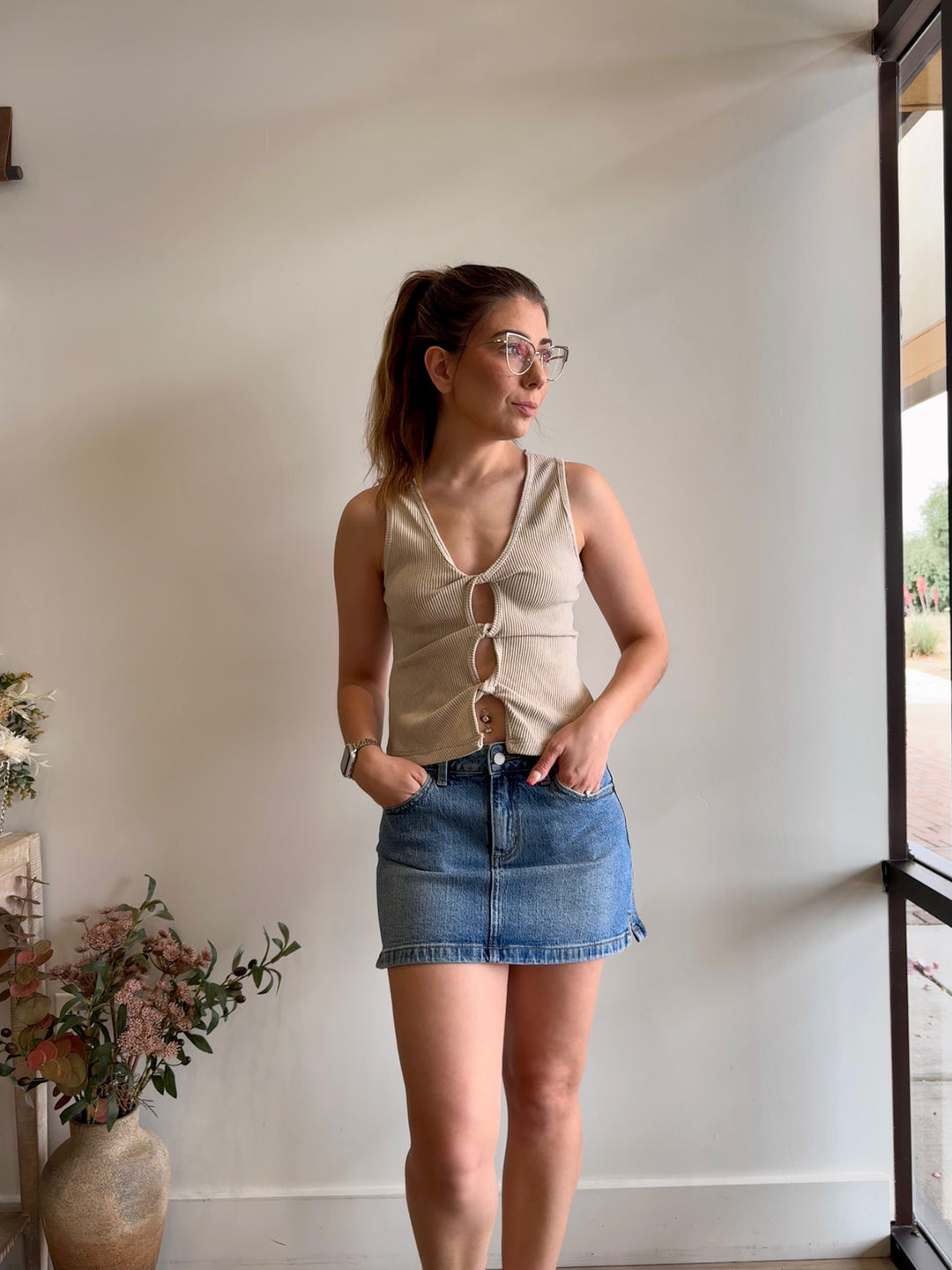 The Briele Micro Slit Denim Skirt