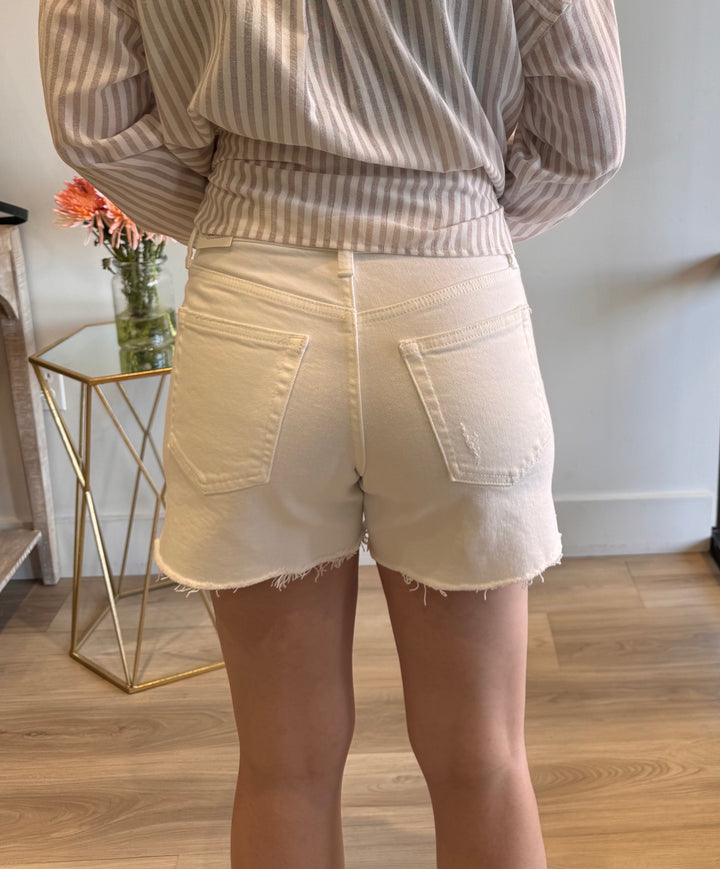 The Evelyn Side Slit Raw Hem Short