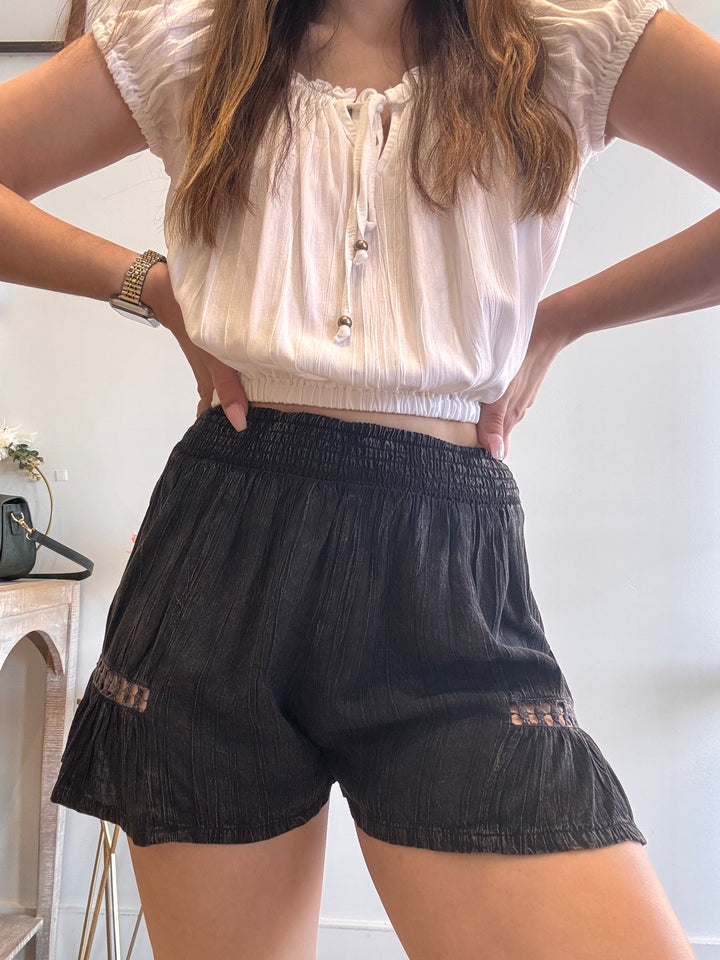 Aubrin Acid Wash Mini Shorts