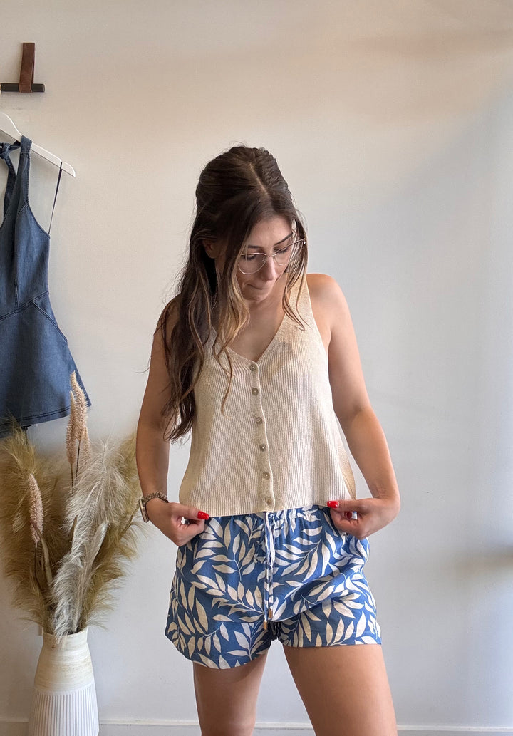 Pixie Palm Print Casual Short