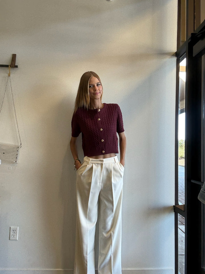 Rachel Cable Knit Cardigan With Gold Buttons