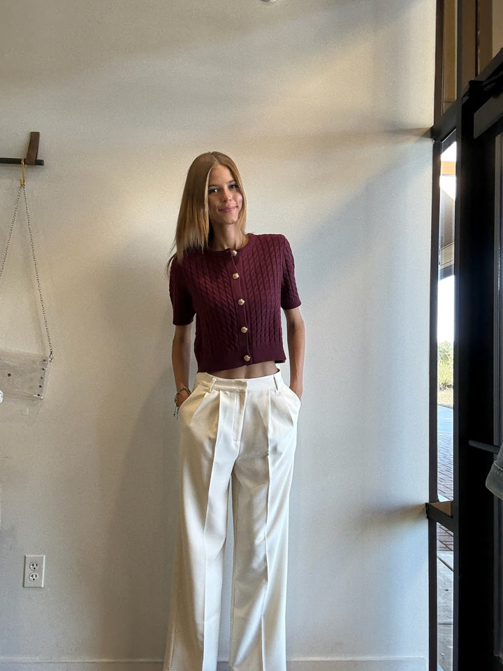 Rachel Cable Knit Cardigan With Gold Buttons