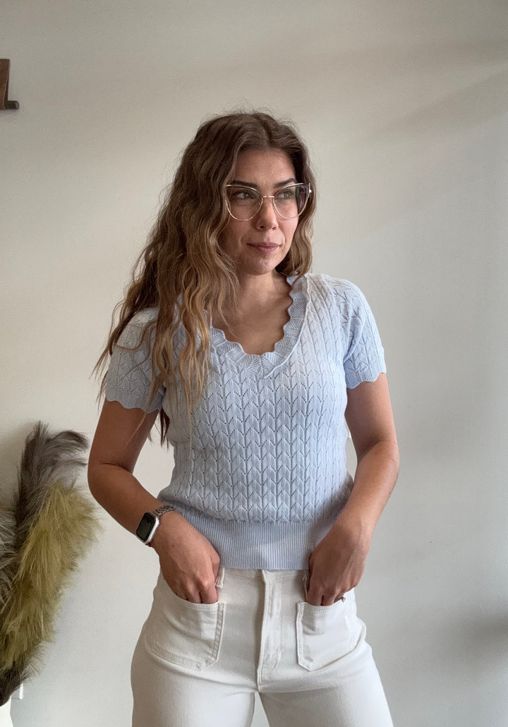 Brin Fine Short Sleeve Sweater Top