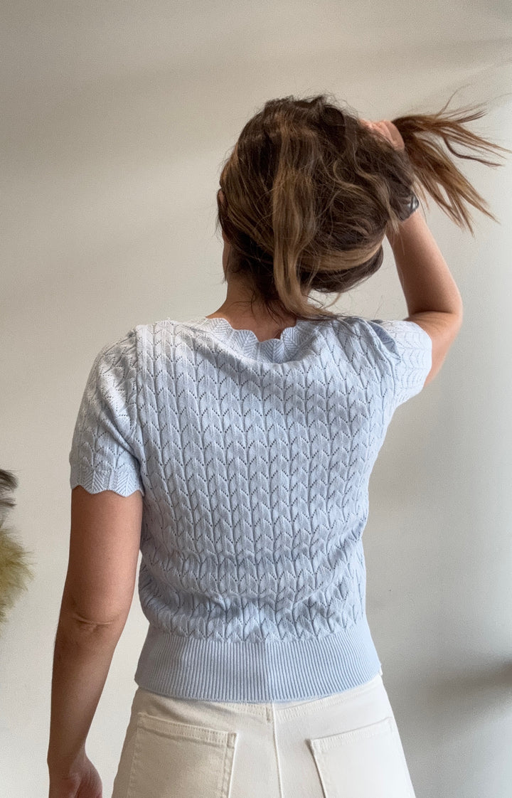 Brin Fine Short Sleeve Sweater Top