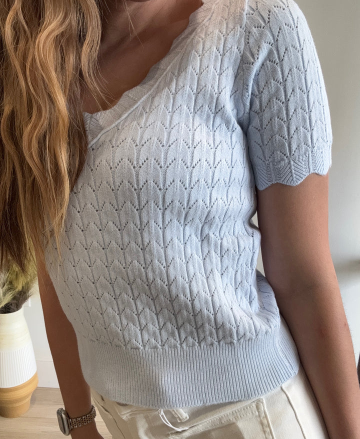 Brin Fine Short Sleeve Sweater Top