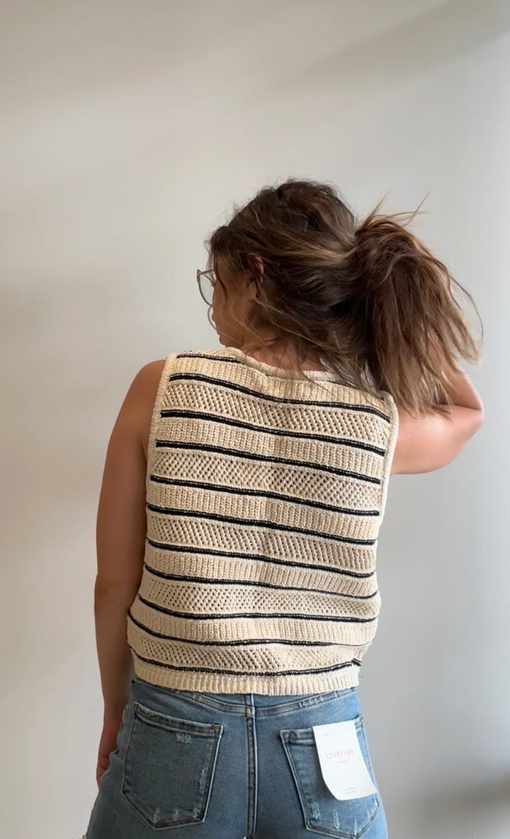 Julia Button Down Striped Vest