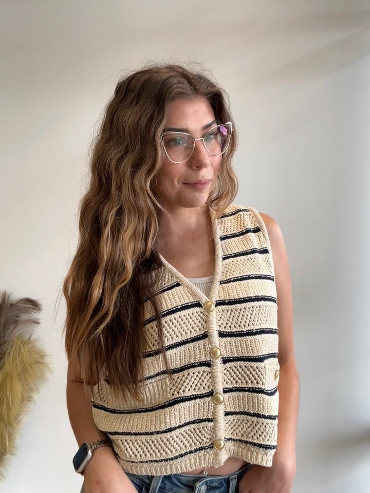 Julia Button Down Striped Vest