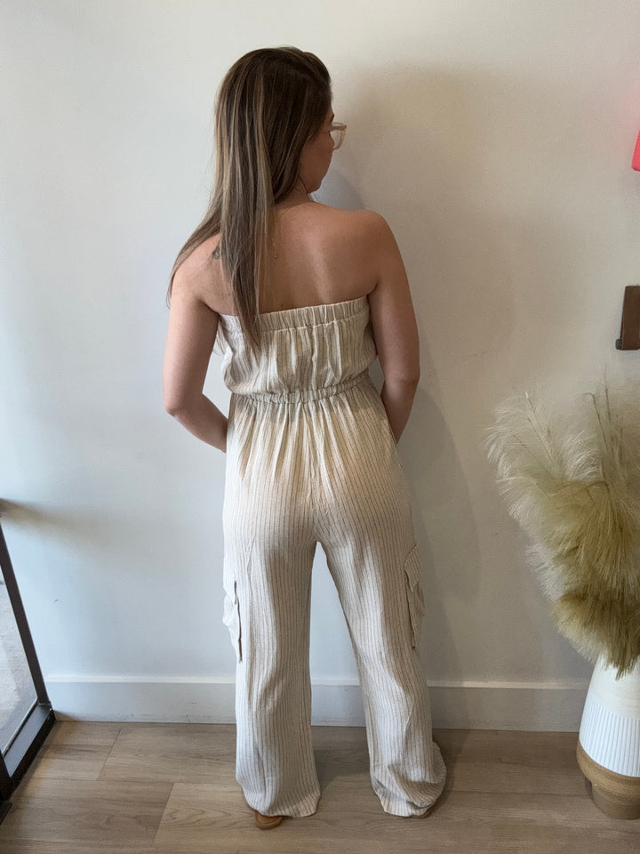 Clare Pinstripe Linen Jumpsuit