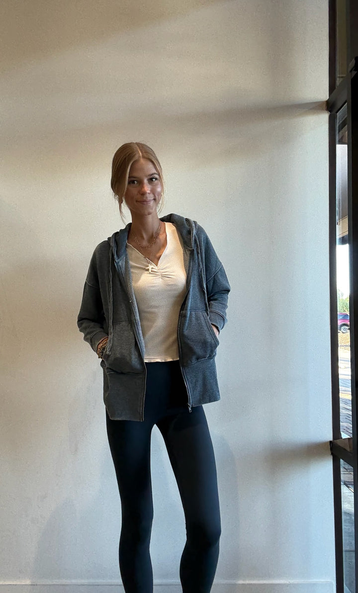 Stella Fleece Hoodie Zip Jacket With Tapered Sleeves