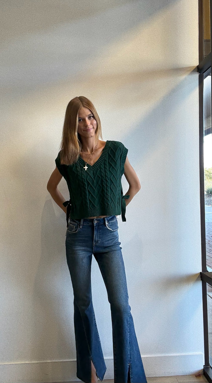 Holly Side Tie V-Neck Sweater Top