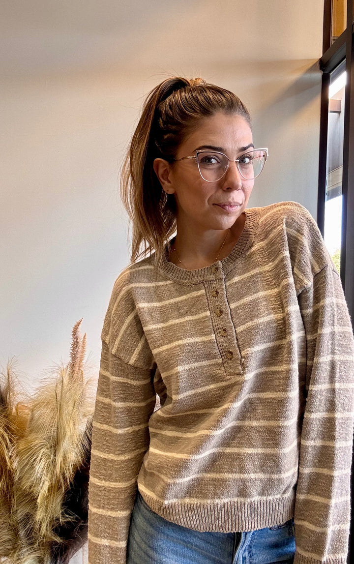 Heidi Striped Slub Knit Sweater Top