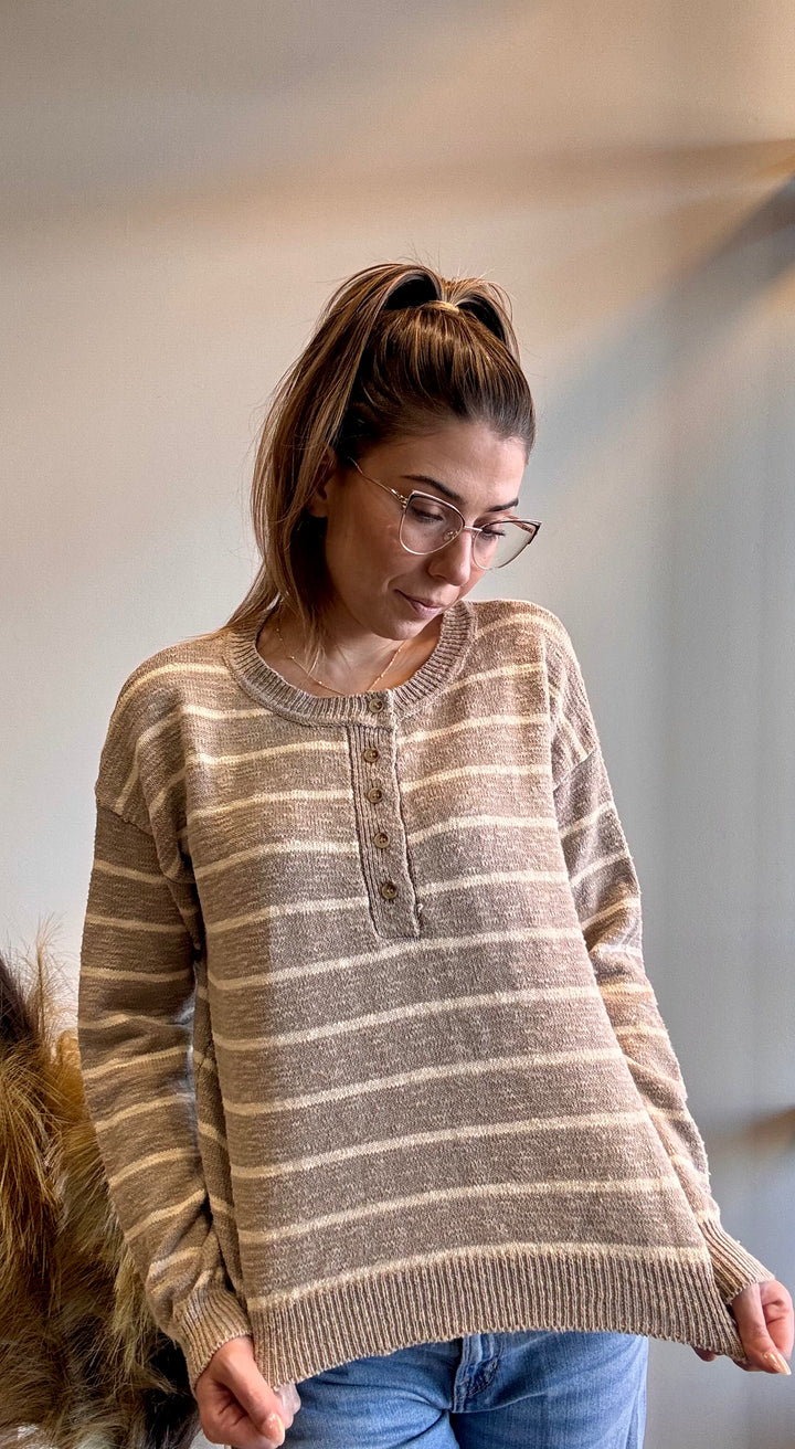 Heidi Striped Slub Knit Sweater Top