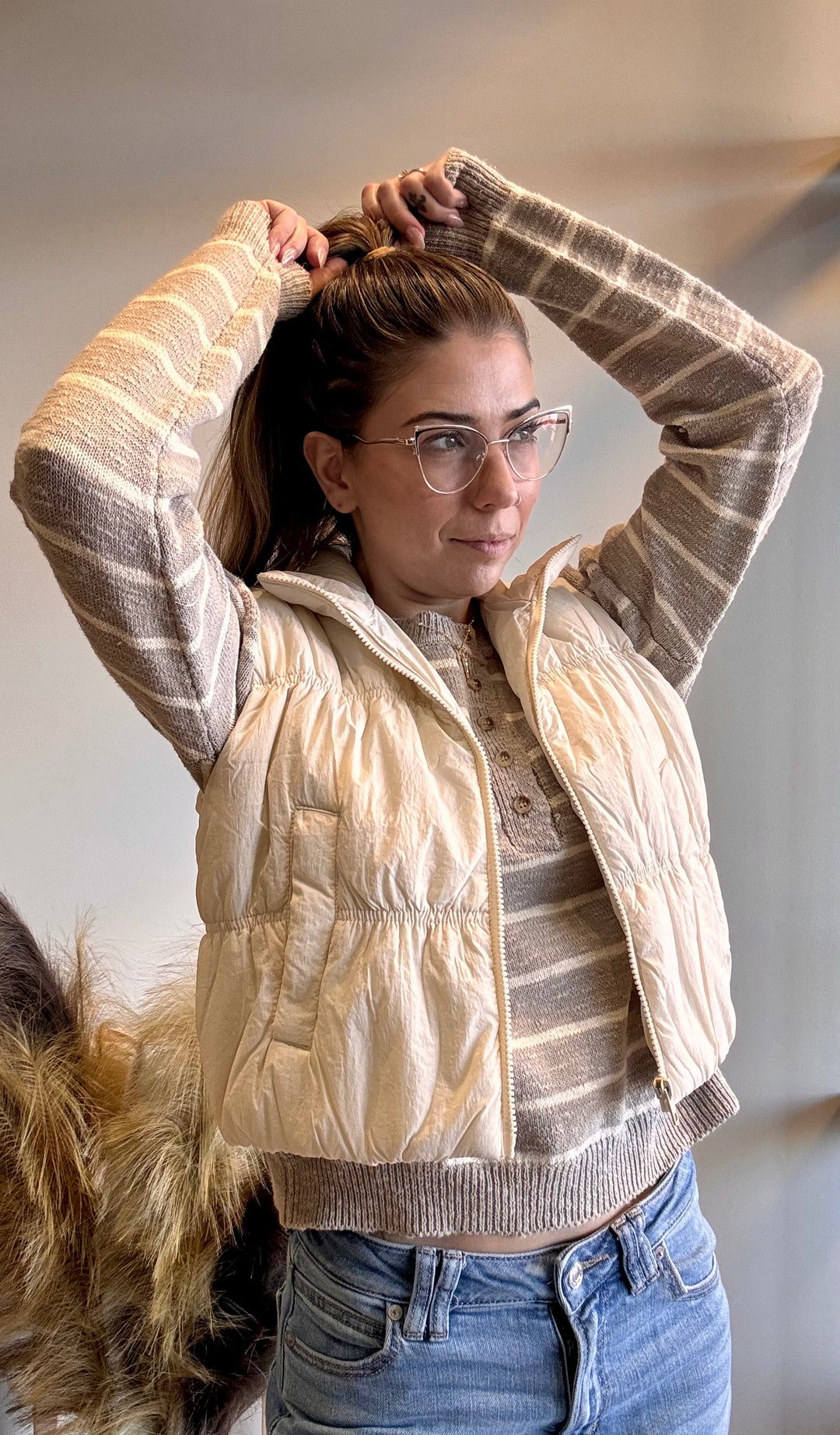 Heidi Striped Slub Knit Sweater Top