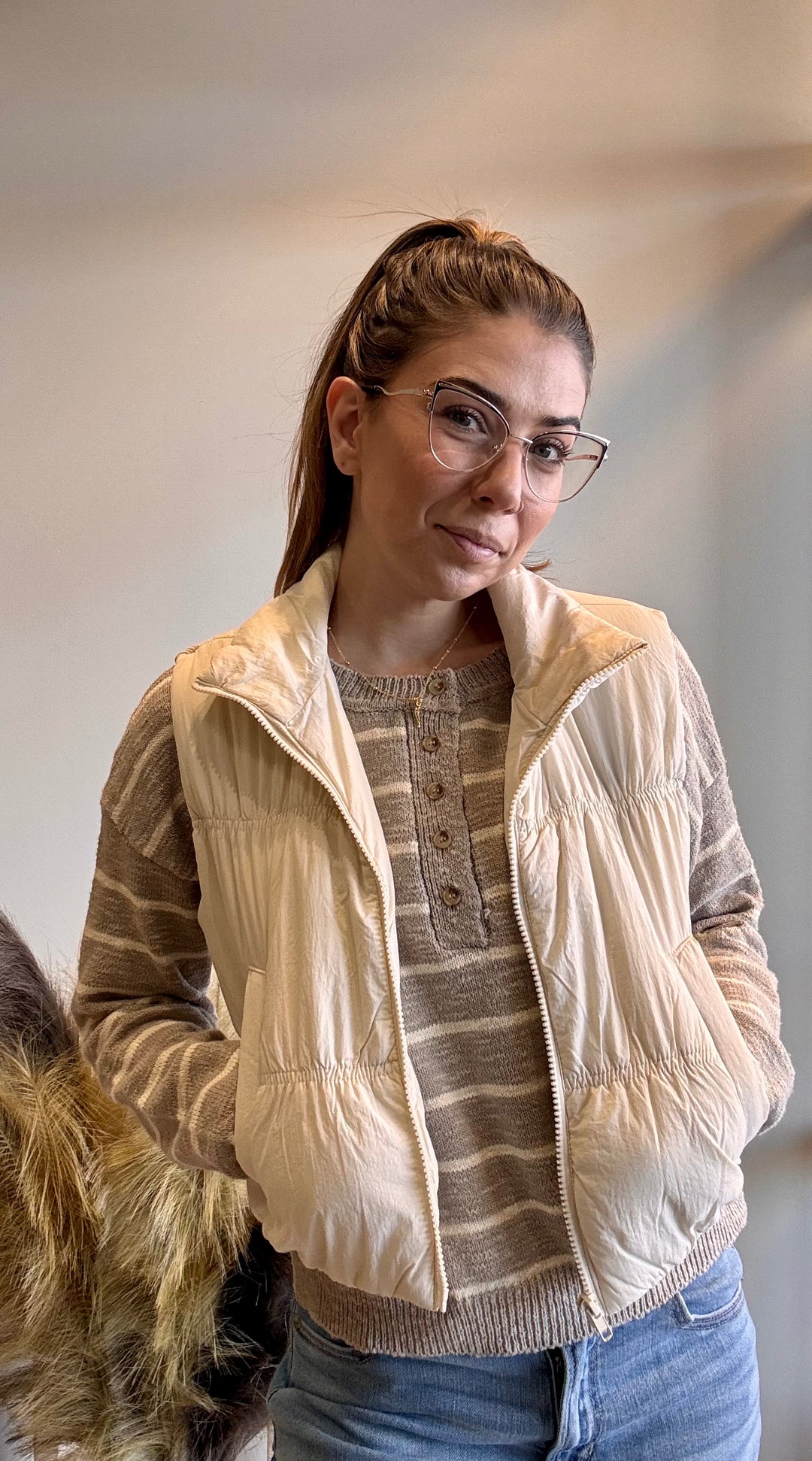 Heidi Striped Slub Knit Sweater Top