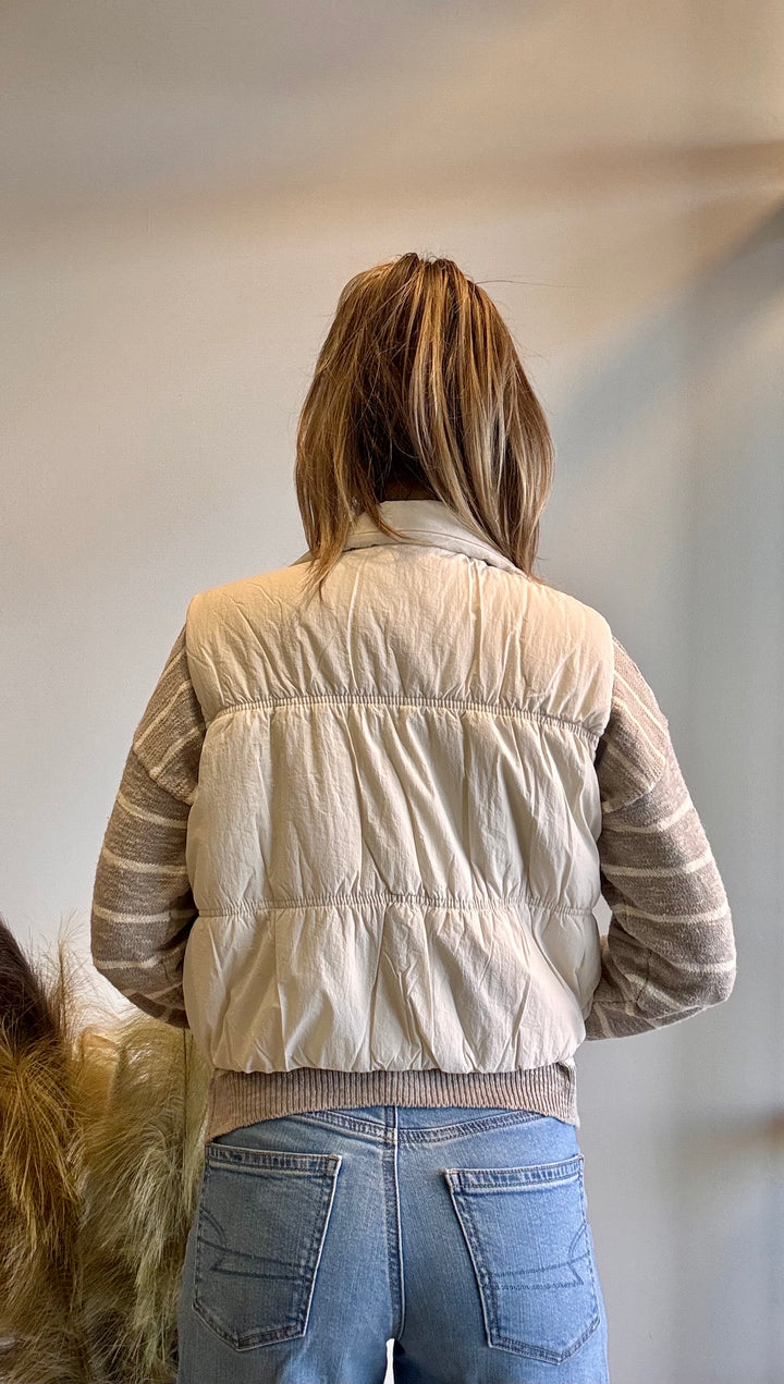 Tara Zip-Up Crop Puffer Vest Top