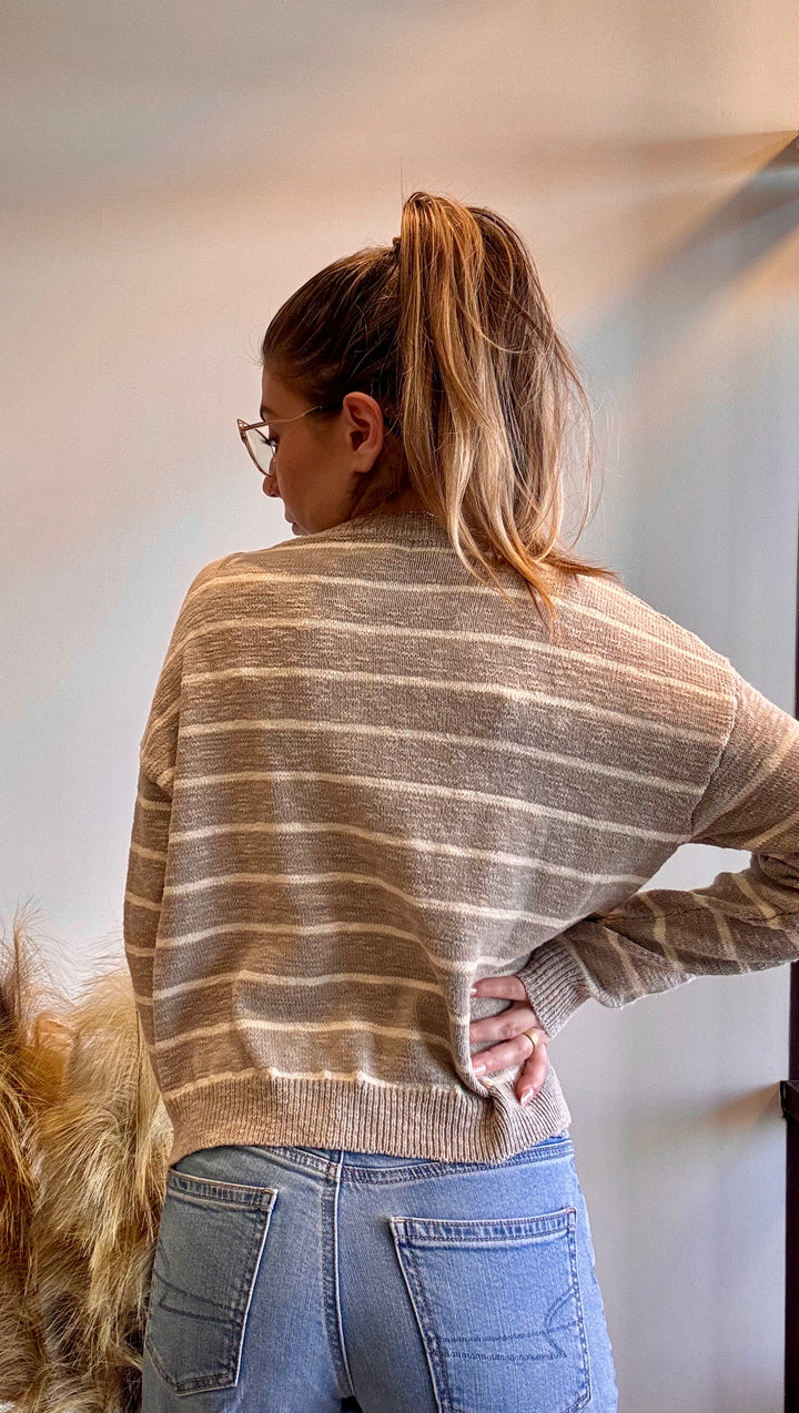 Heidi Striped Slub Knit Sweater Top