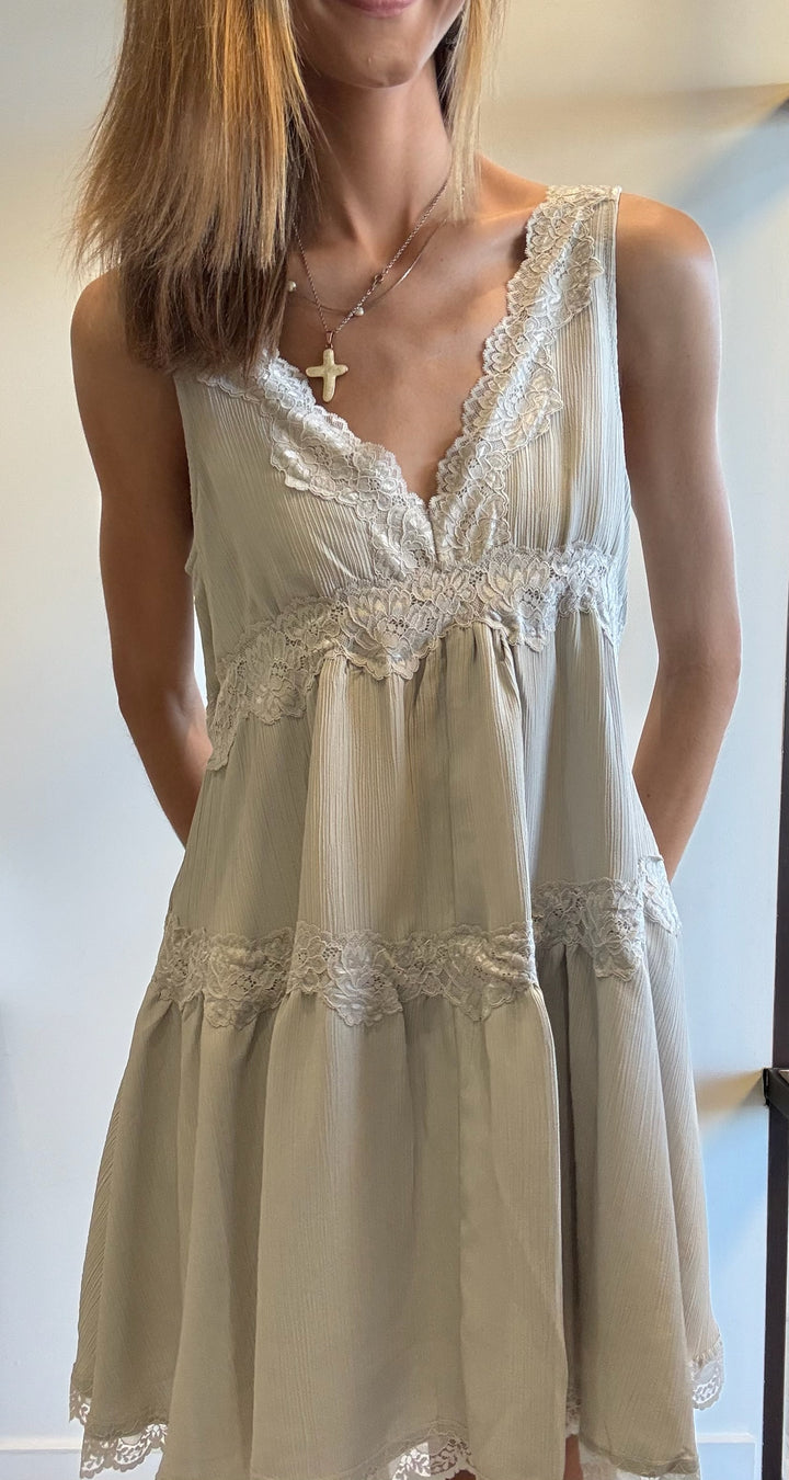 Noah Lace Detail Mini Dress