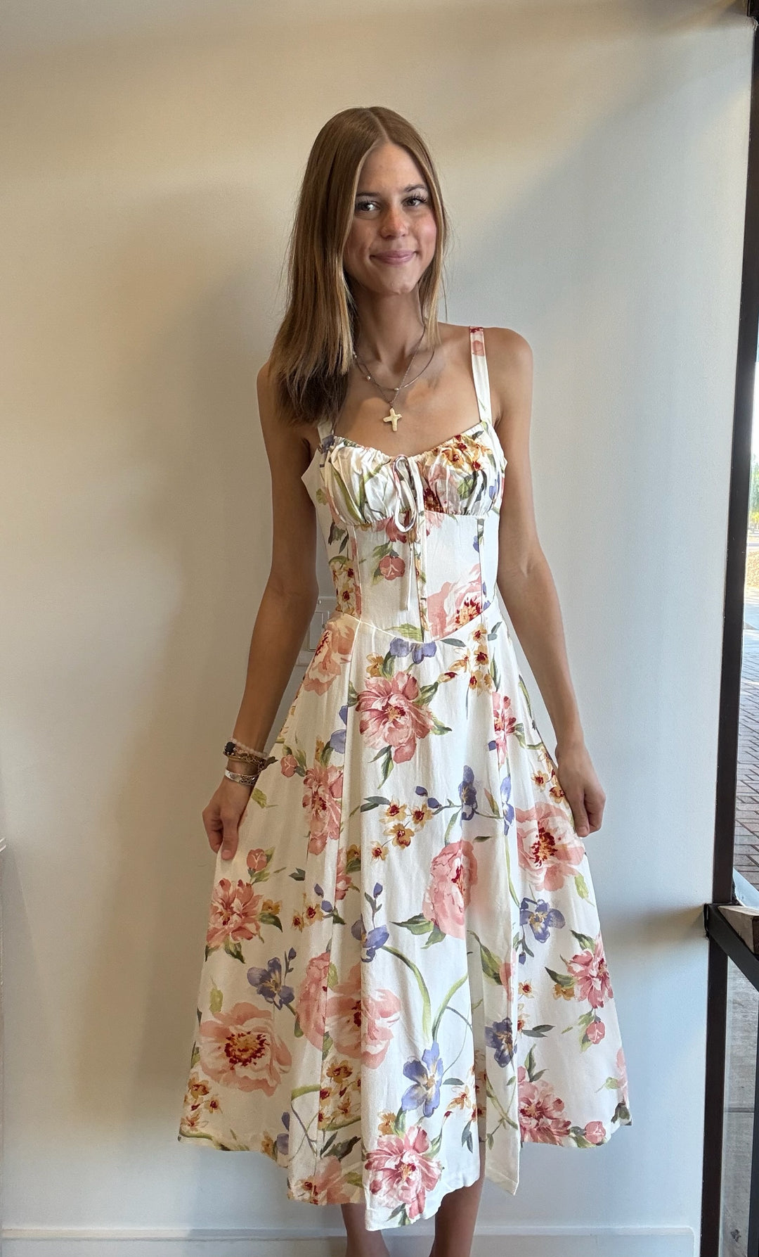 Mana Corset Back Floral Maxi Dress Small
