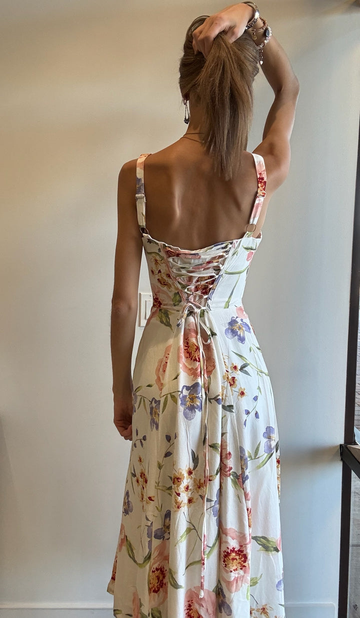 Mana Corset Back Floral Maxi Dress