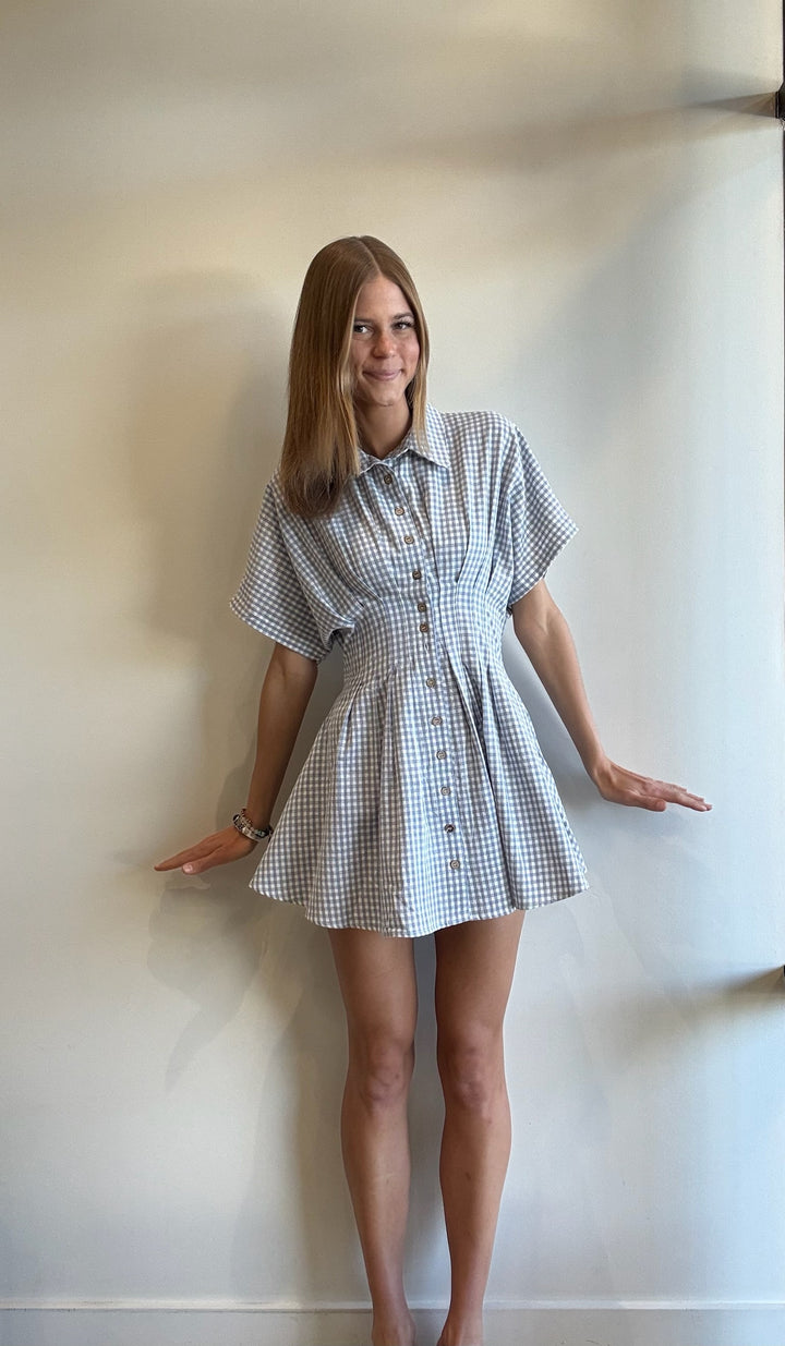 Cyla Gingham Check Mini Dress Shirt