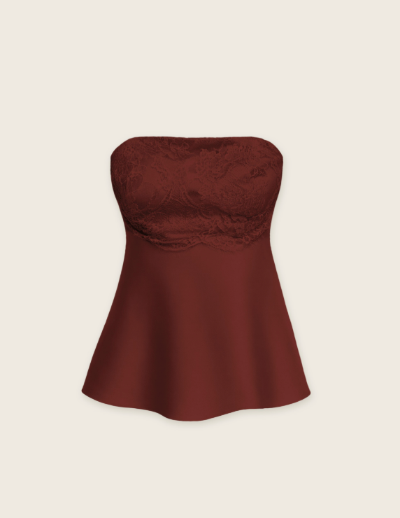 Sasha Satin Lace Trim Tie Back