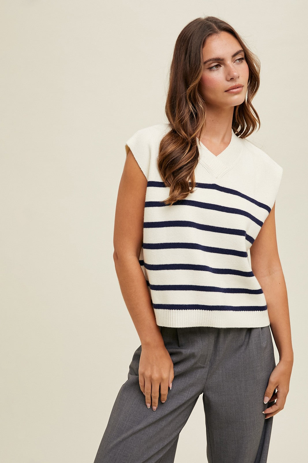 Dana Stripe Sweater Vest Top