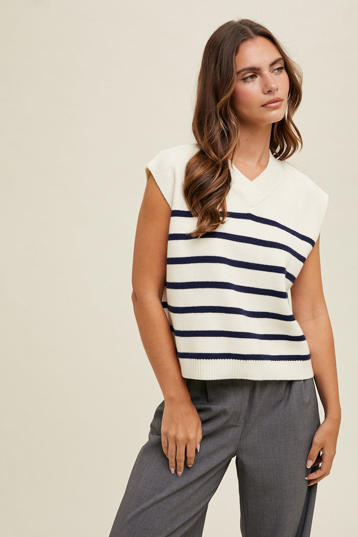 Dana Stripe Sweater Vest Top