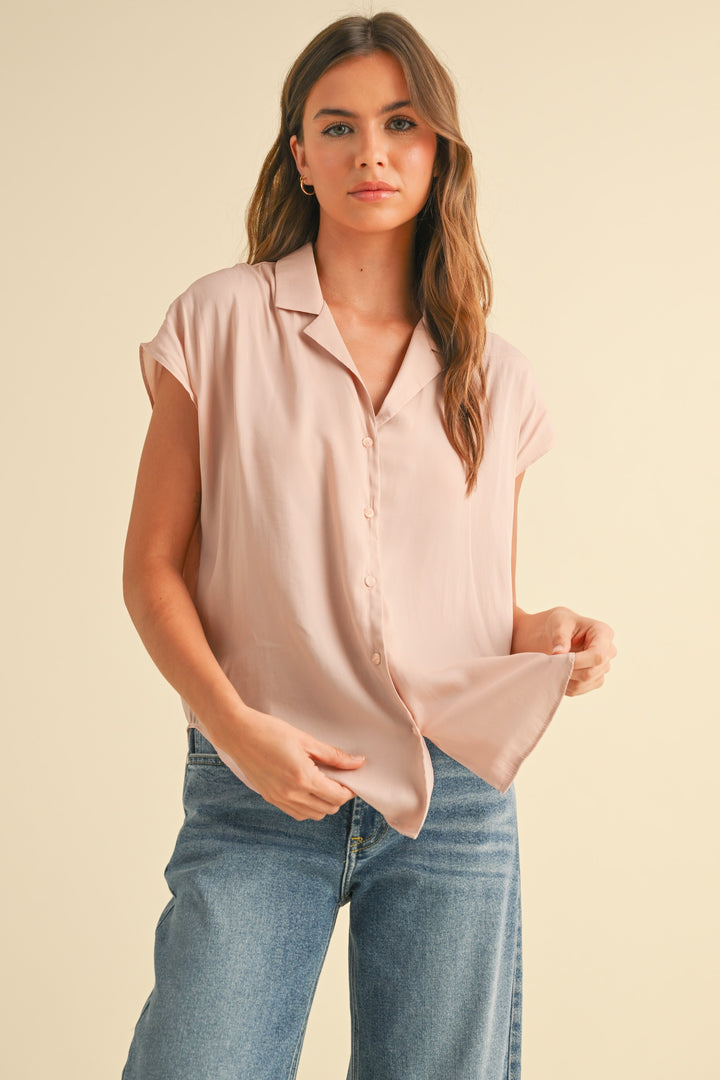 Dayna Button Down Cap Sleeve Top