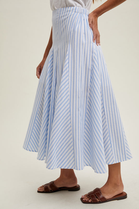 Olivia Stripe Flared Midi Skirt