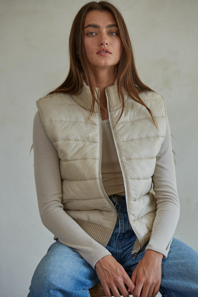 Clyne Nylon and Woven Zip Vest