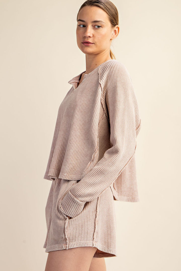 Caleb Waffle Top/Short Lounge Set