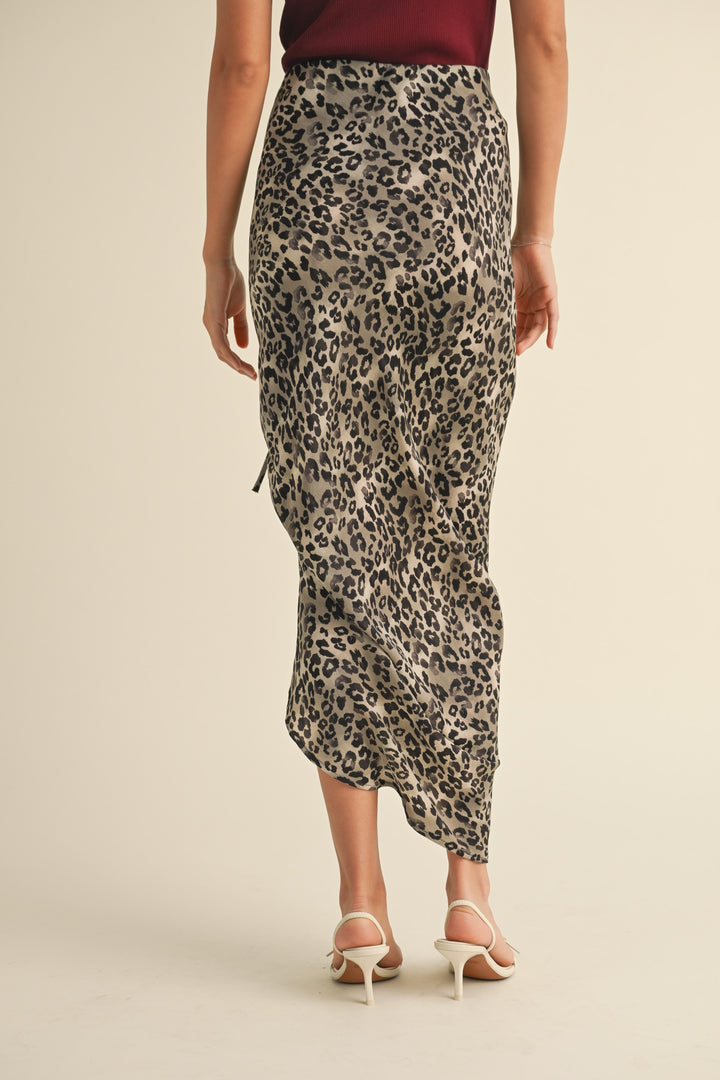 Vici Leopard Print Ruched Skirt