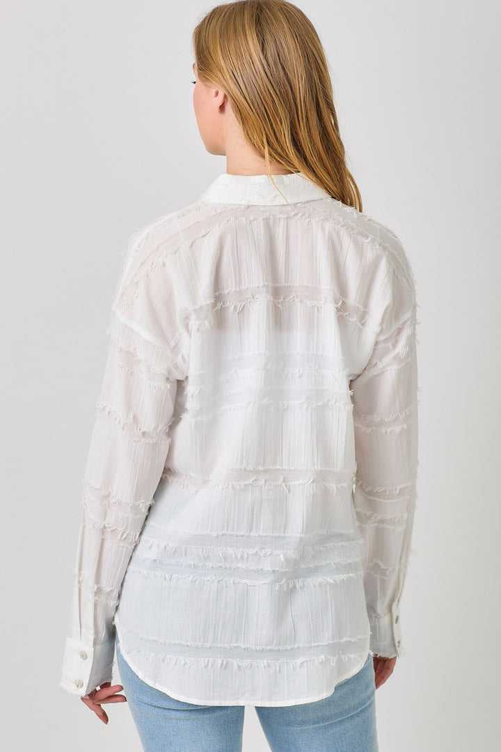 Layla Fringe Stripe Button Down