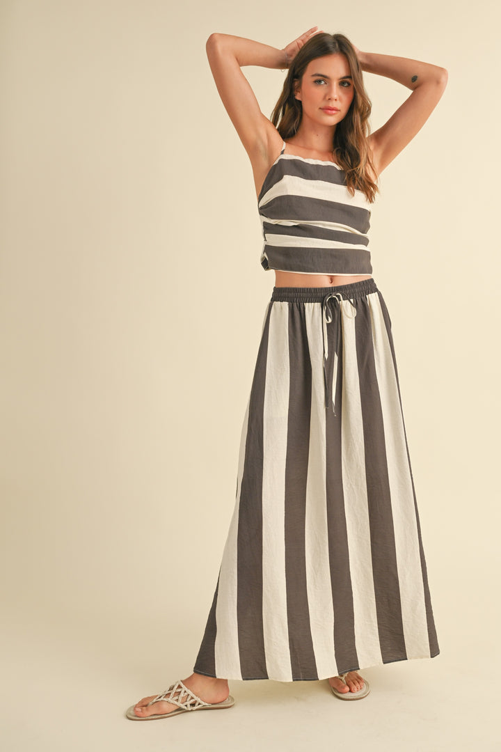 Linya Wide Stripe Skirt Set