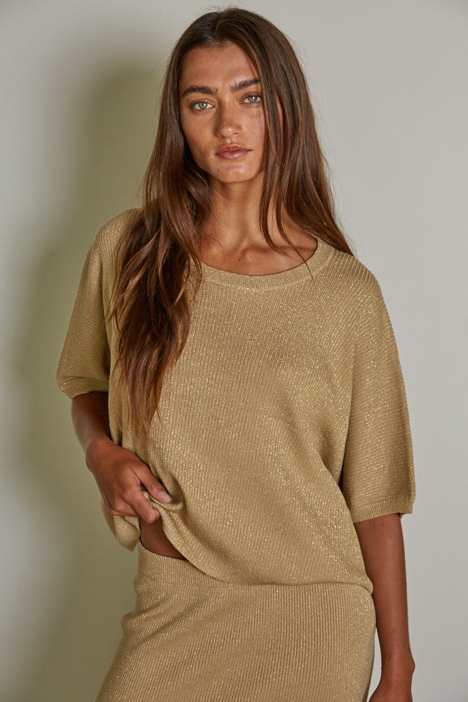 Mika Gold Shimmer Boxy Top