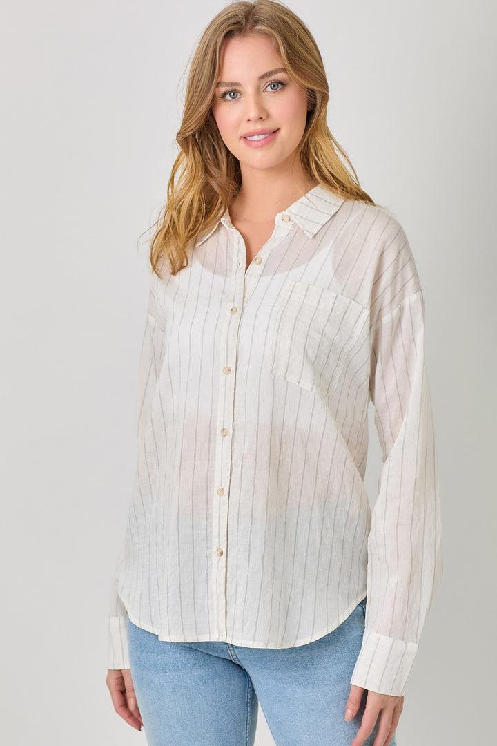 Dinah Stripe Button Down Top