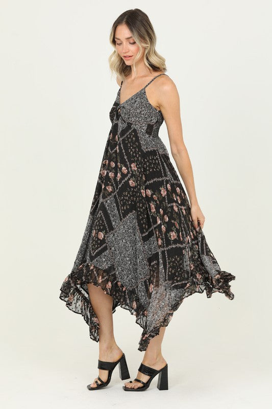 Paisley Hanky Hem Maxi Dress