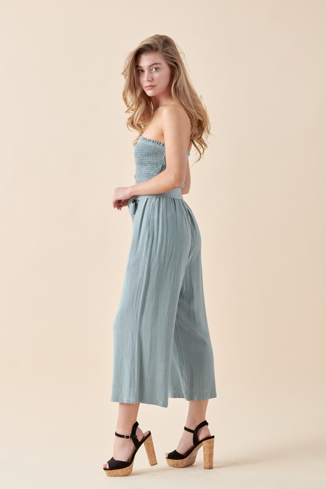 Laney Strapless Crop Jumpsuit