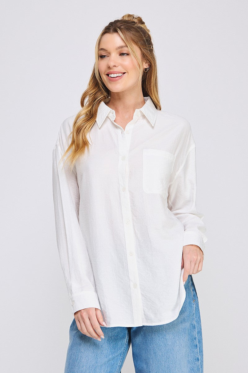 Payton White Tie Back Button Down