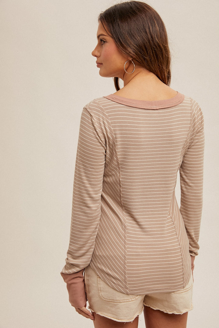 Audra 2-Tone Stripe Top