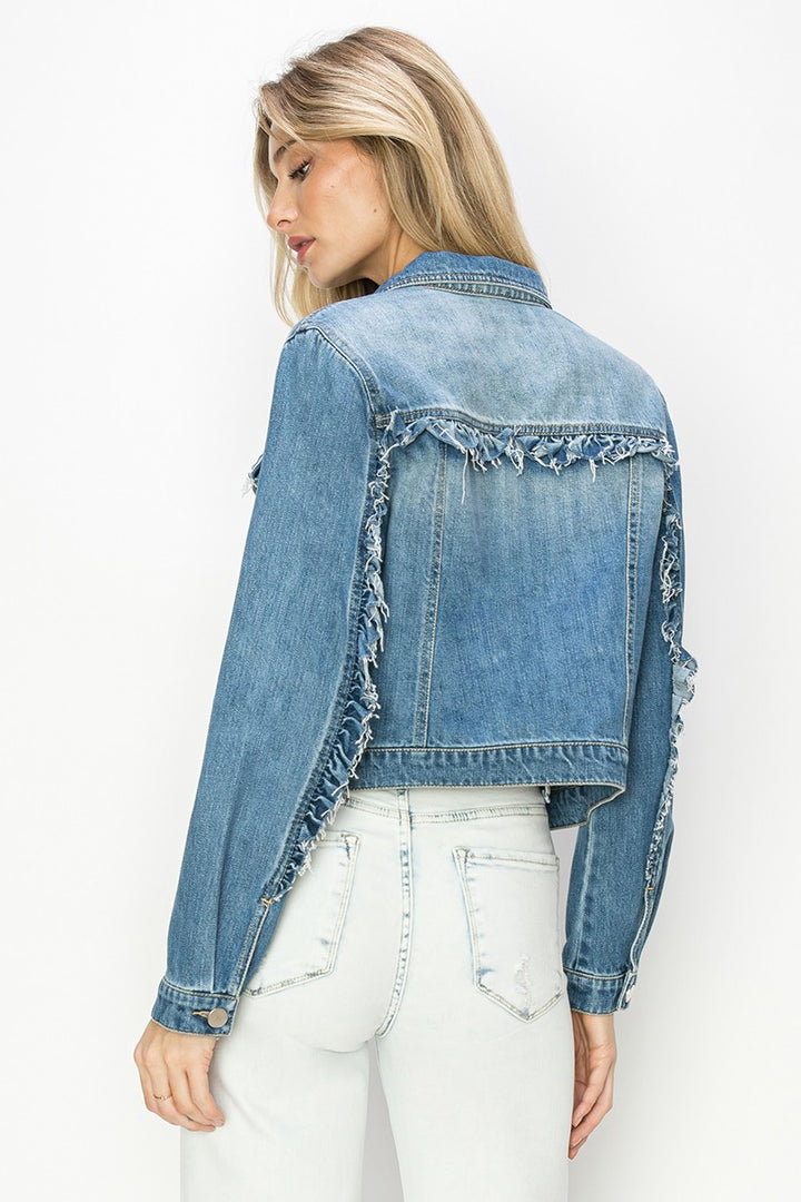 Riles Ruffle Detail Denim Jacket
