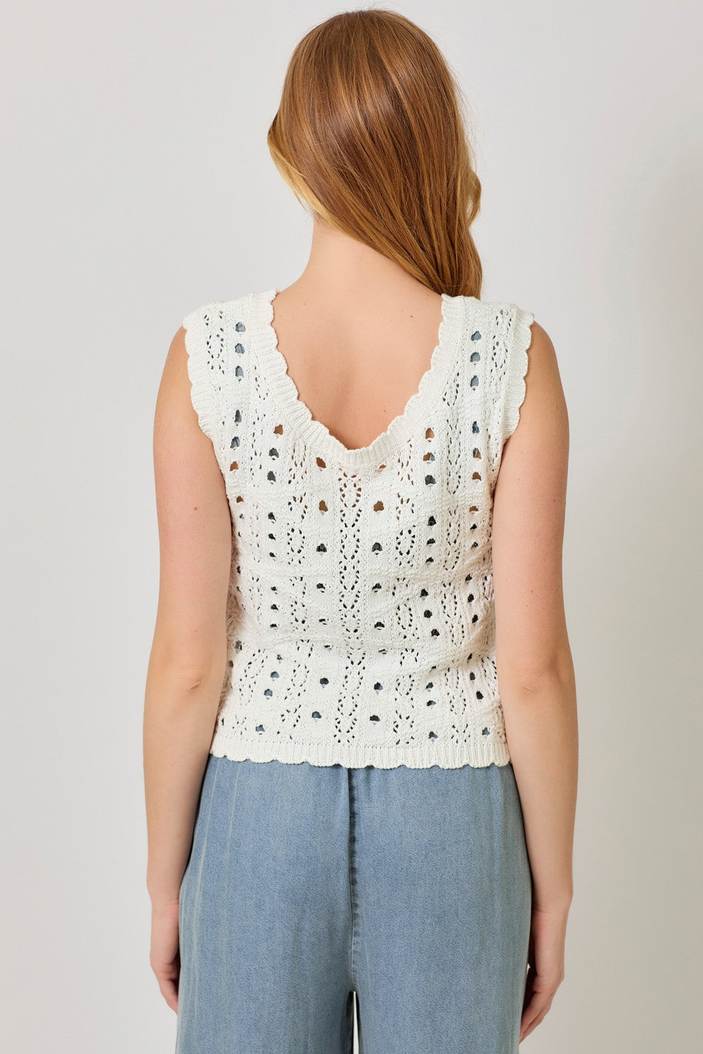 Nida Scallop Hem Crochet Top