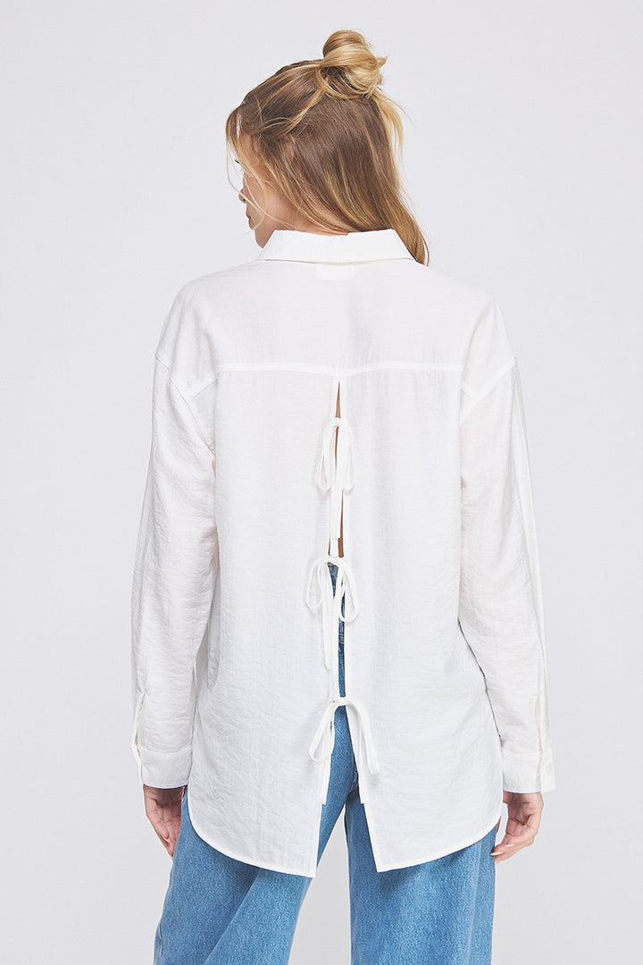 Payton White Tie Back Button Down