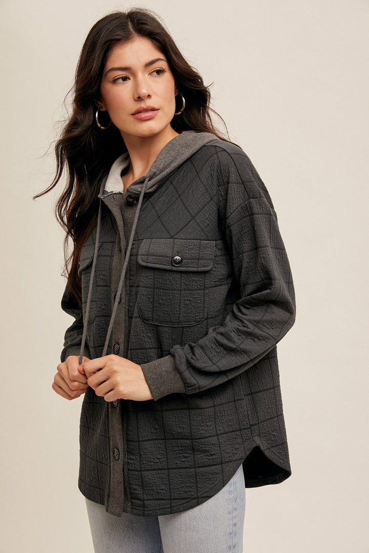 Lydia Tonal Plaid Button Shacket