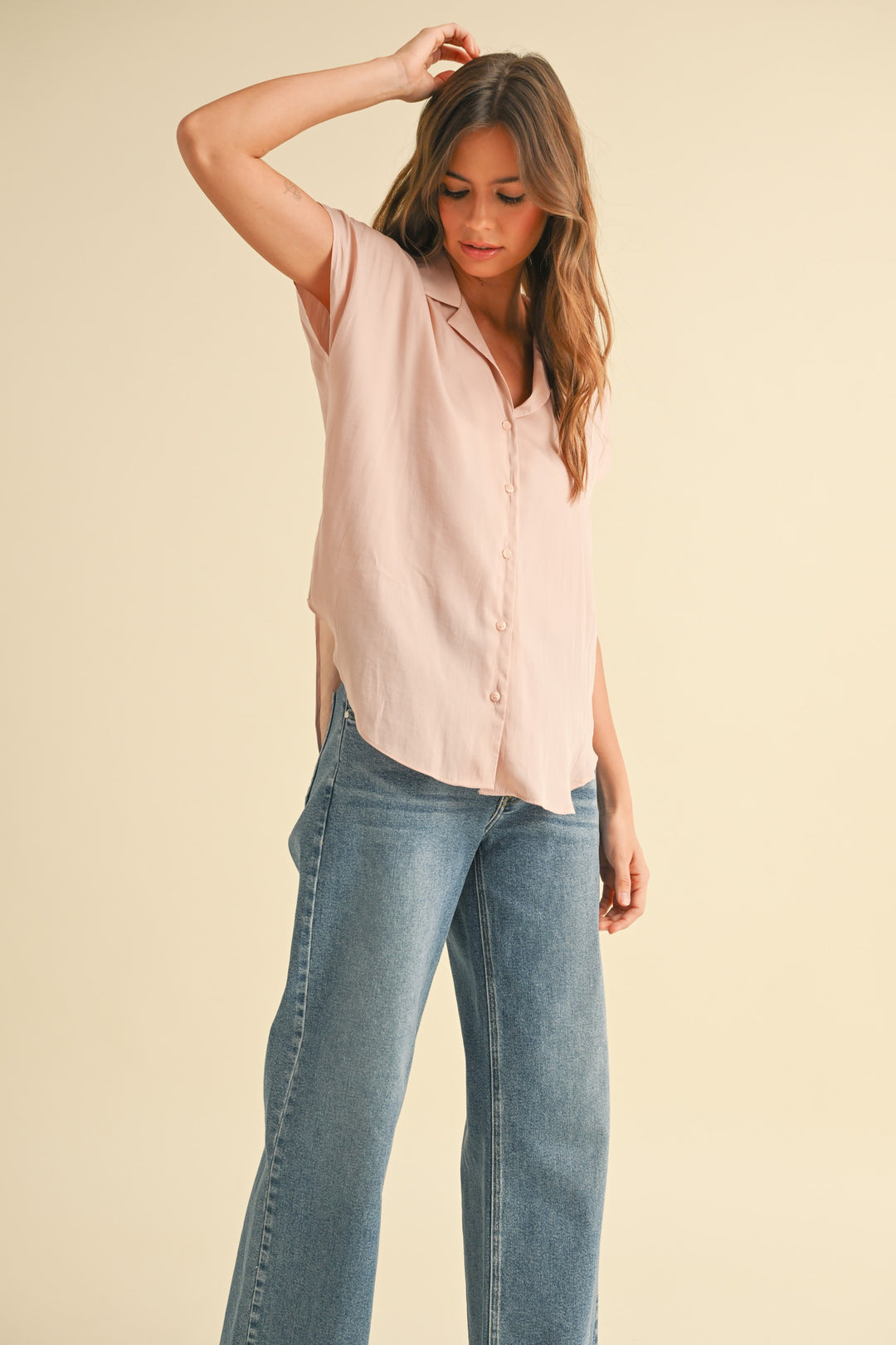 Dayna Button Down Cap Sleeve Top