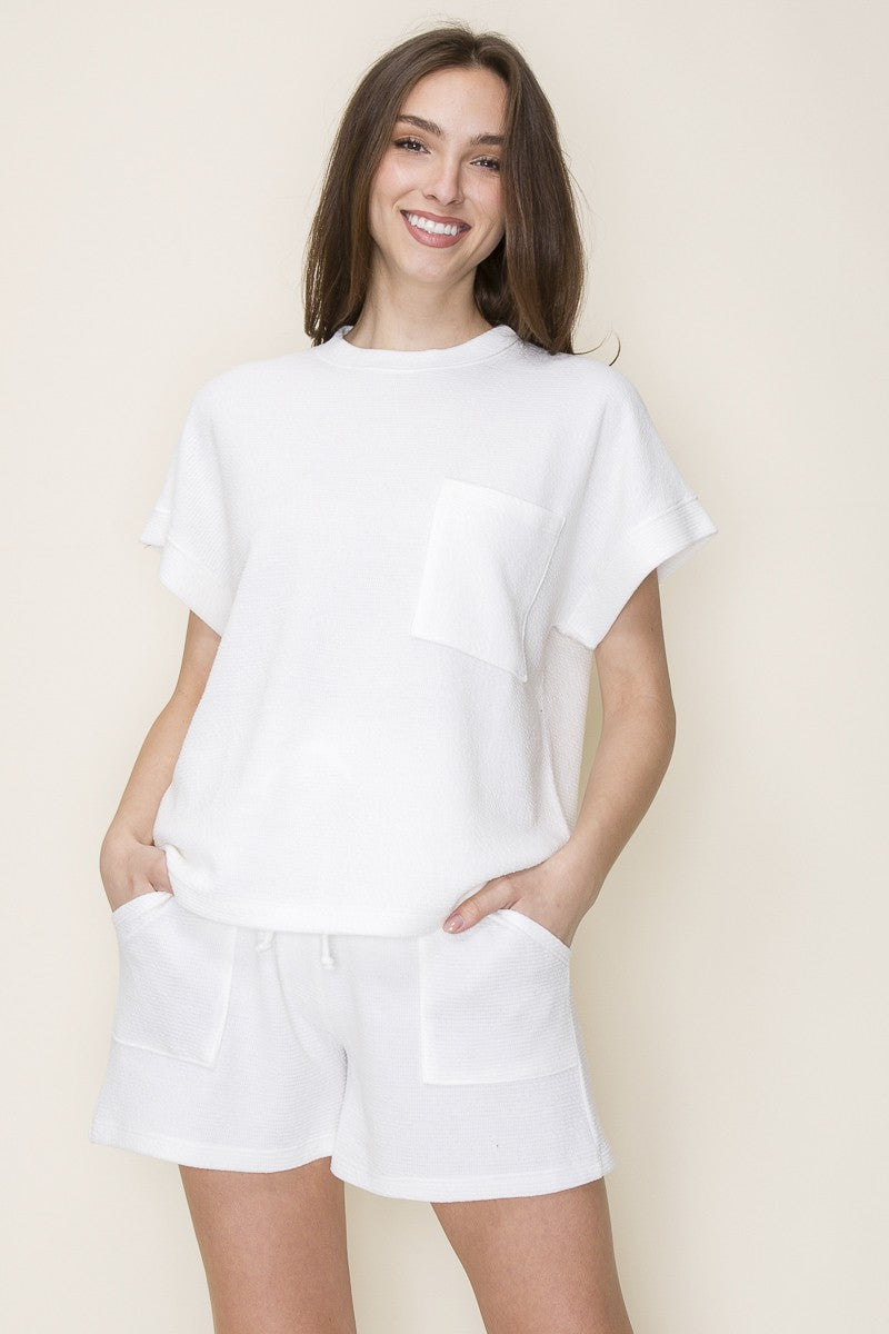 Tristyn Waffle Knit Top Short Set