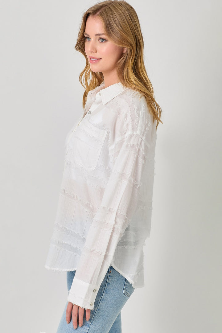 Layla Fringe Stripe Button Down